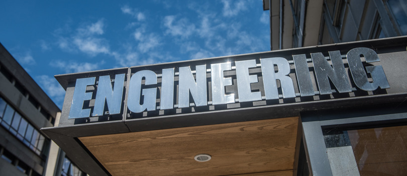 Sign saying Engineering outside Thom Building