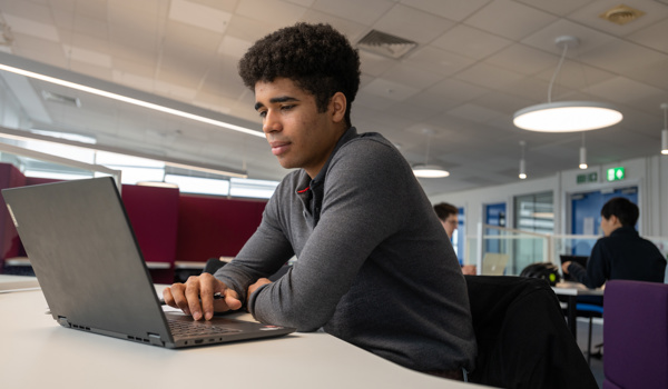 Undergraduate in the student study area