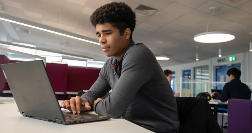 Undergraduate in the student study area