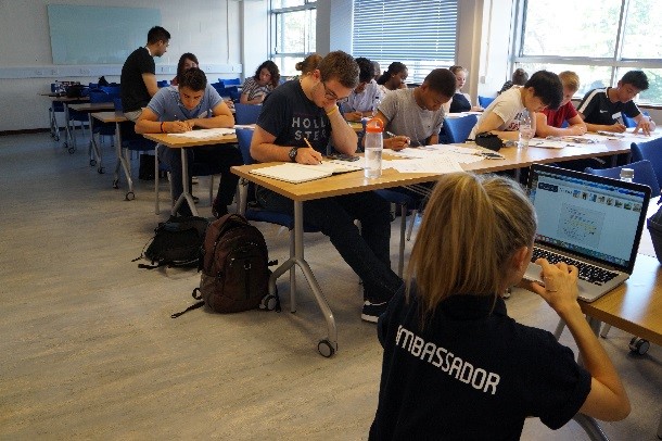 Classroom of students taking a test