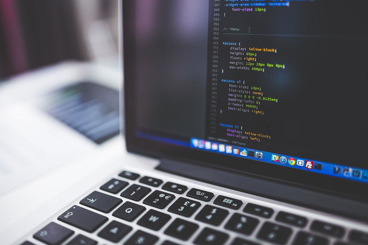 Close up of code on a laptop