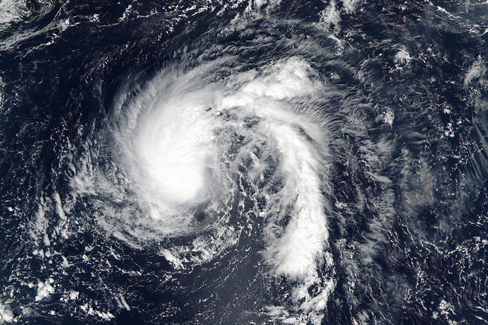 tropical storm Karl, which developed in the Atlantic in September 2016 (Image from NASA Visible Earth, LANCE/EOSDIS Rapid Response team)