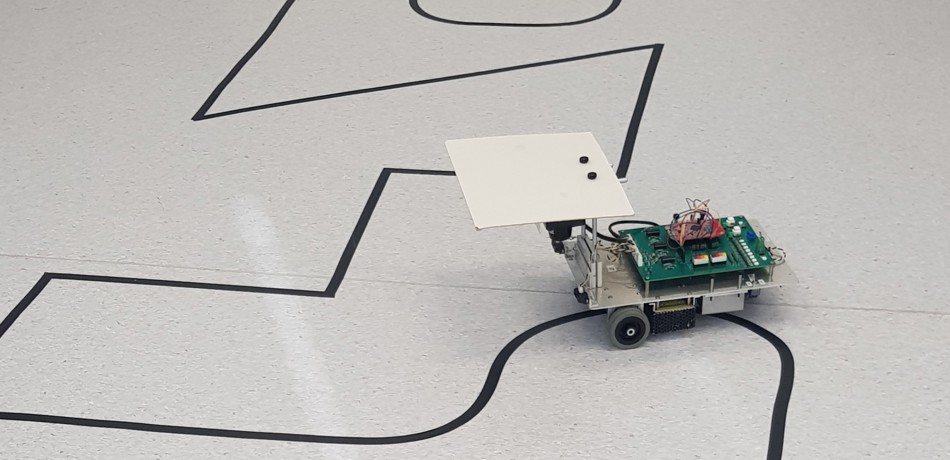 Small robot following black line on floor