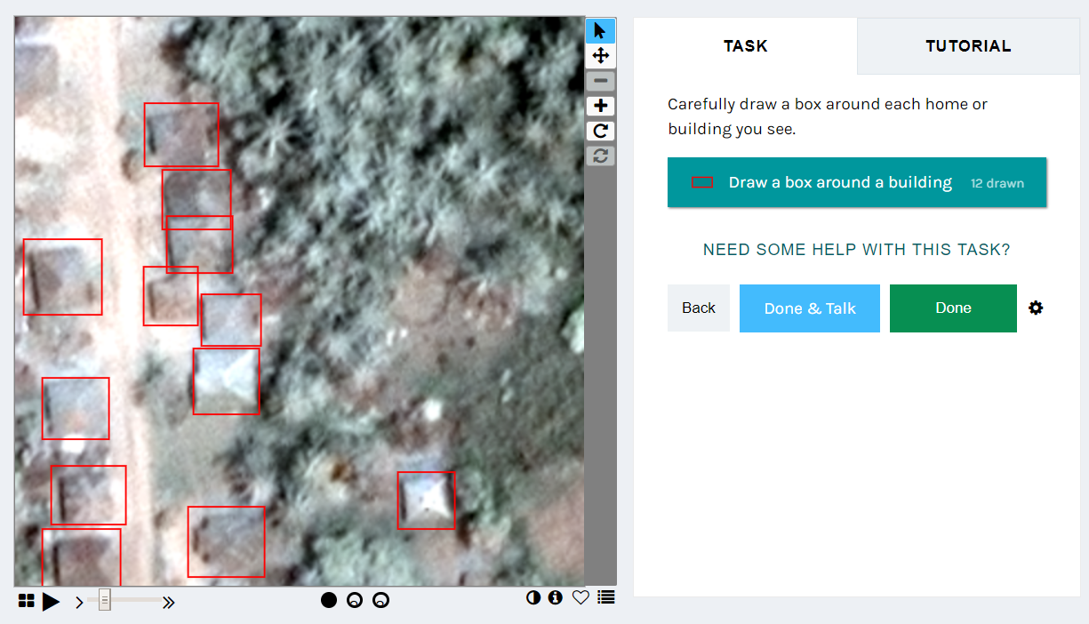 Image identifying rural homes in Sierra Leone in the Power to the People citizen science project
