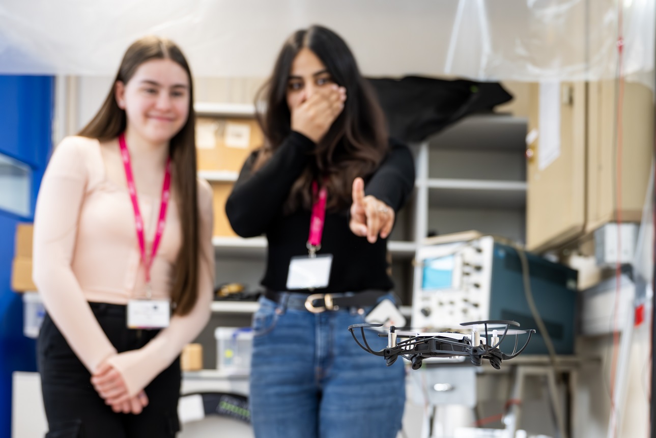 Participants of Access programme Uncover Engineering 2024 watching their Drone fly
