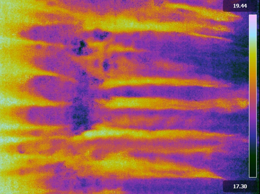 Bubbles and Streaks Under Breaking Ocean Waves project used infrared imagery such as the one shown of a breaking wave, to evaluate the flow patterns and investigate features such as streaks