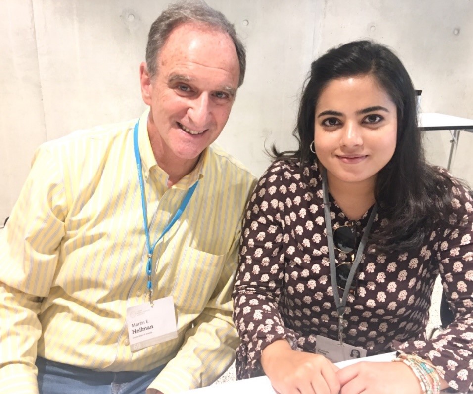 Hannah Rana with Dr Martin Hellman, winner of the Turing Award in 2015 and famous for his work on cryptography