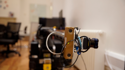 snake arm robot in indoor room. 