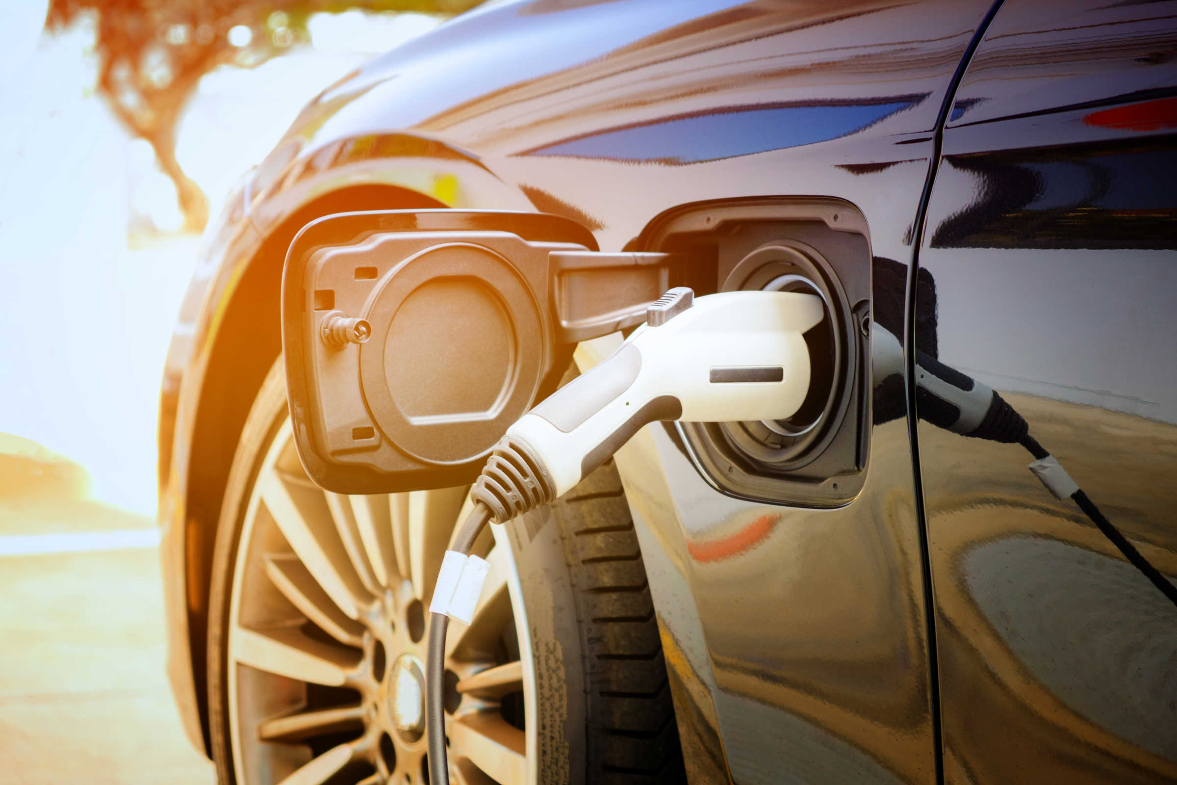 Stock image of electric car charging