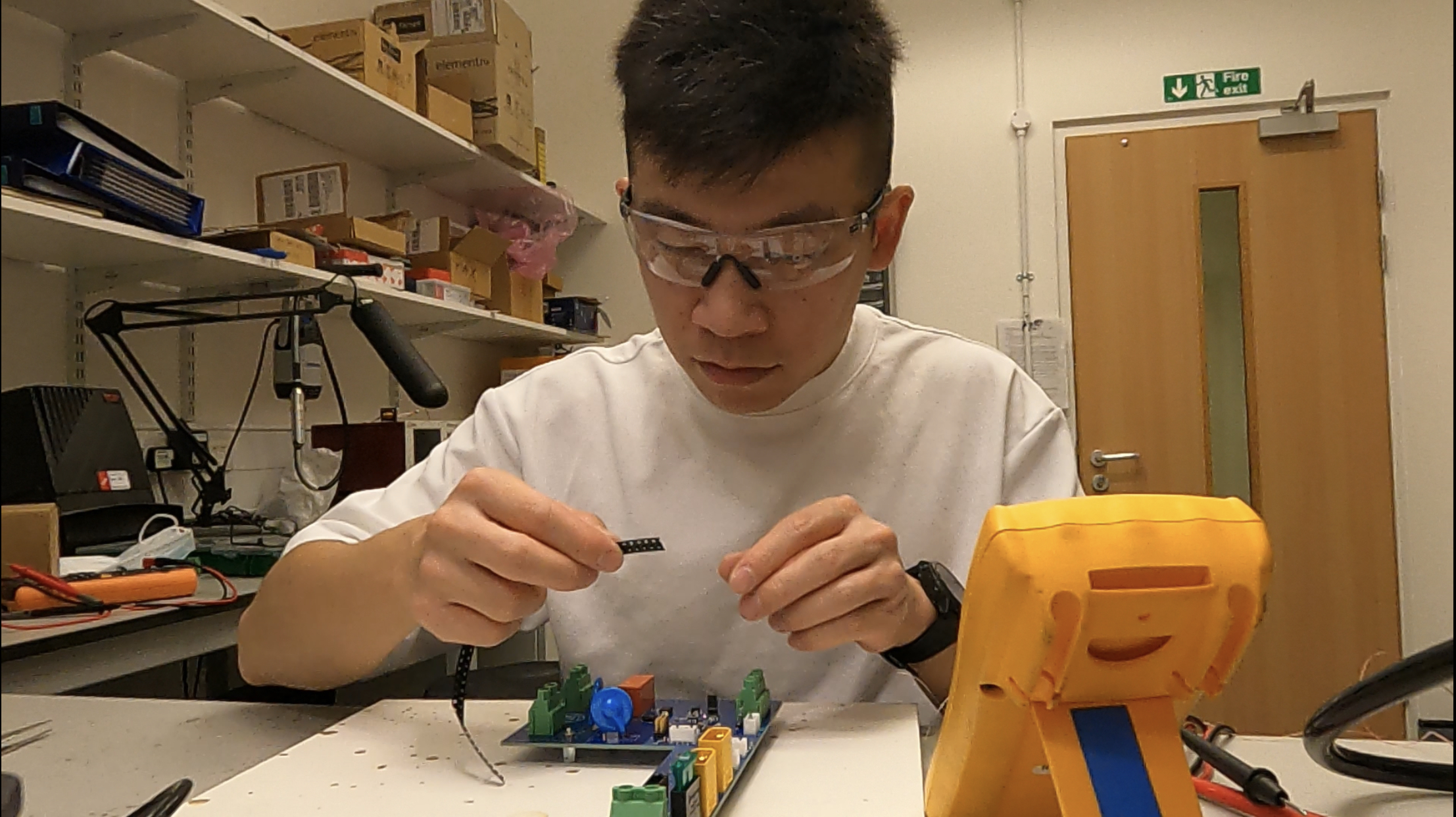Post-doctoral researcher Dr Renke Han in lab