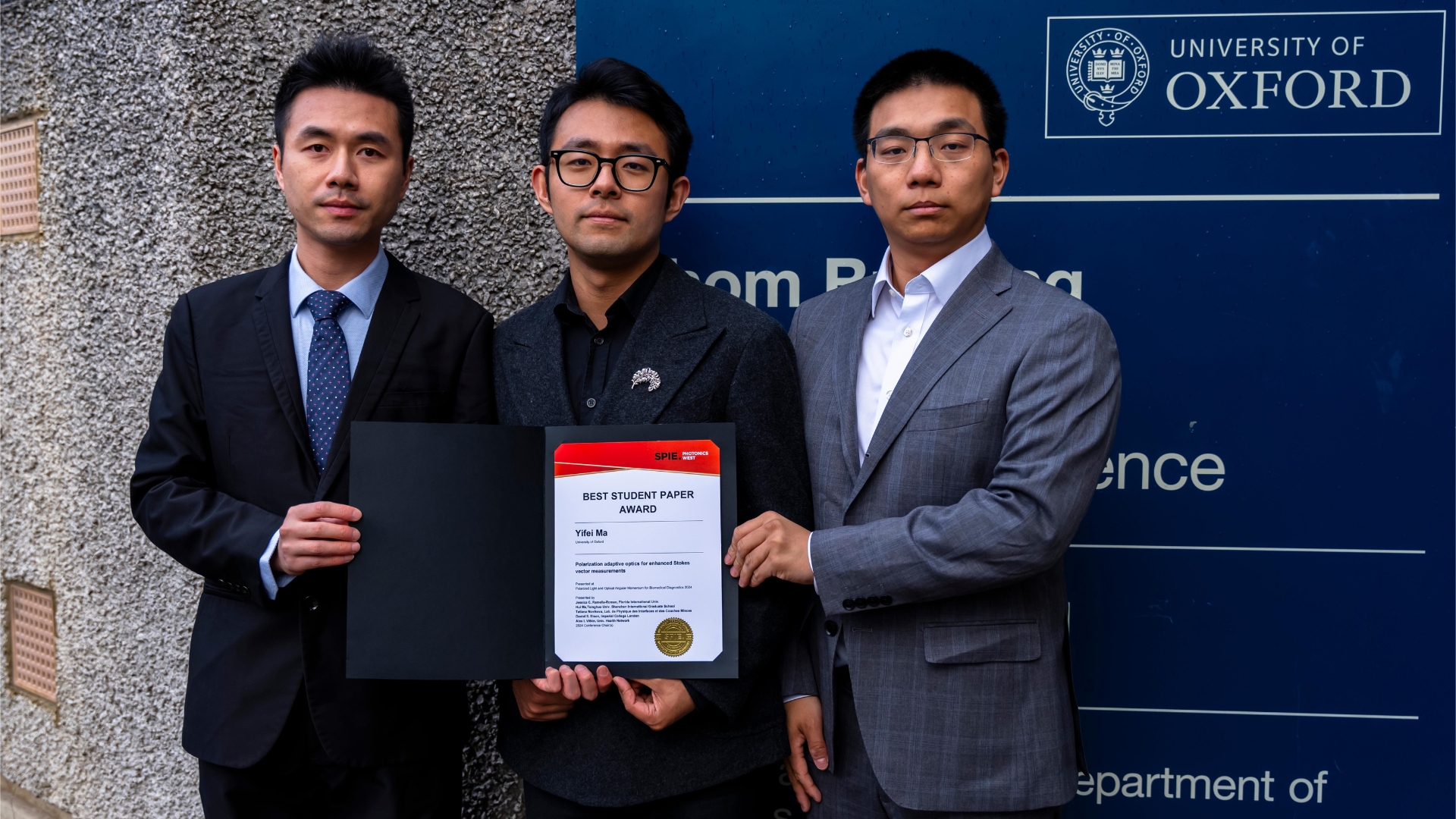 The Oxford team, L-R: Dr. Chao He, Yifei Ma, Zimo Zhao (cr: Yuxi Cai) 