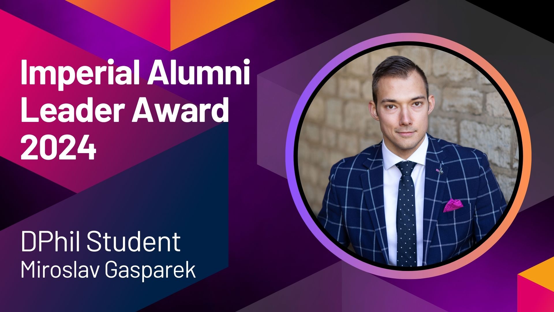Engineering DPhil Miroslav Gasparek wins Imperial College Emerging Alumni Leader Award 2024