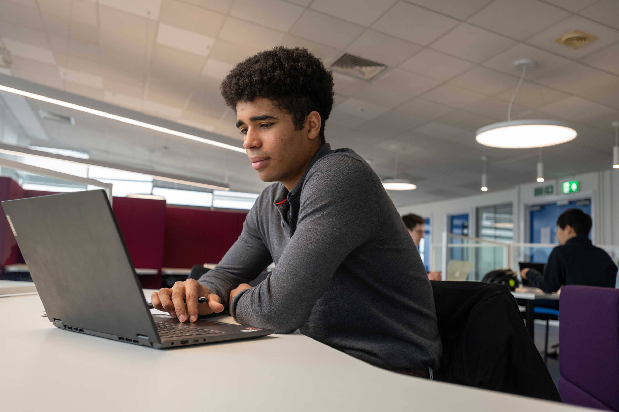 Undergraduate in the student study area