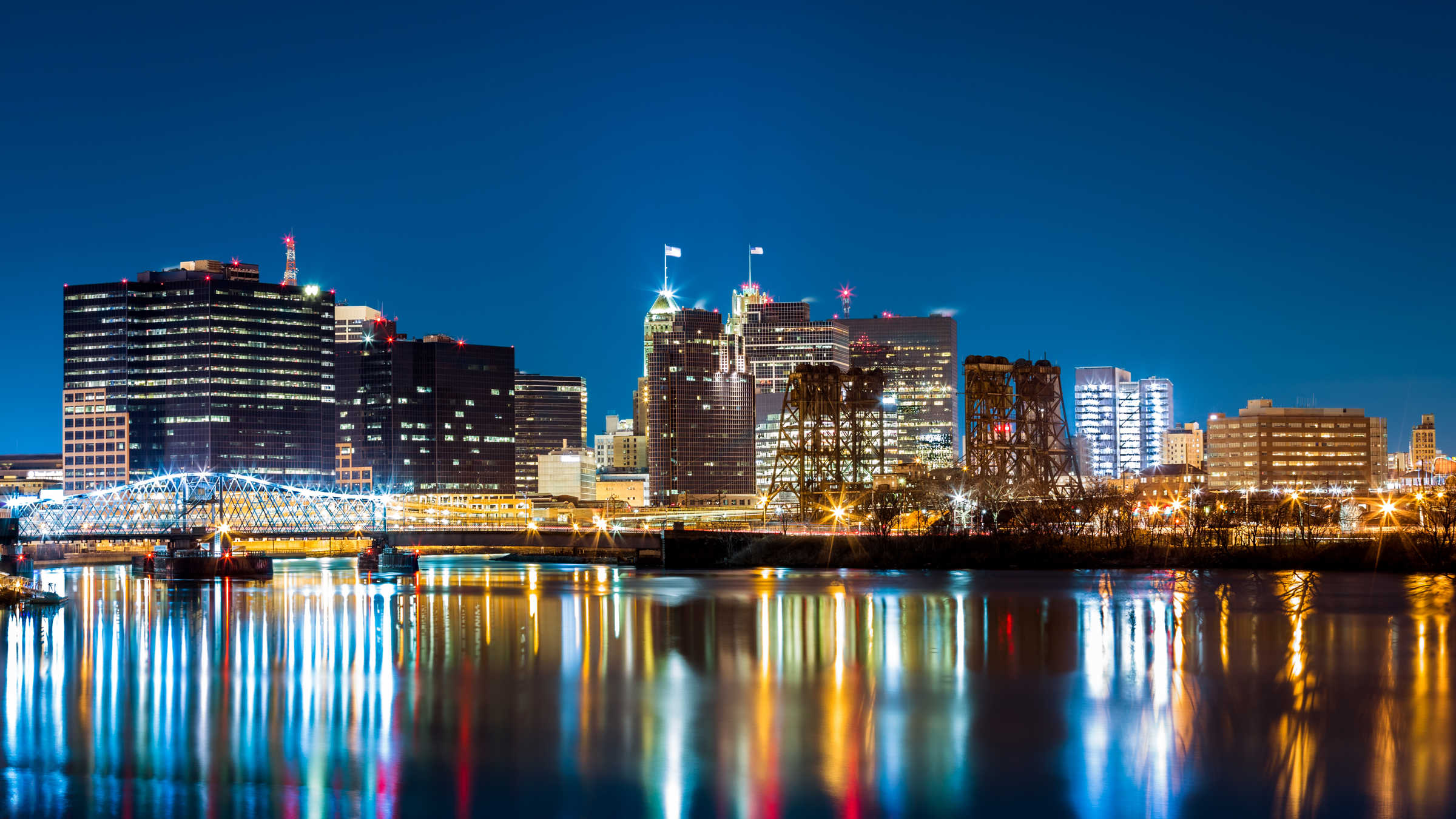 American cityscape at night