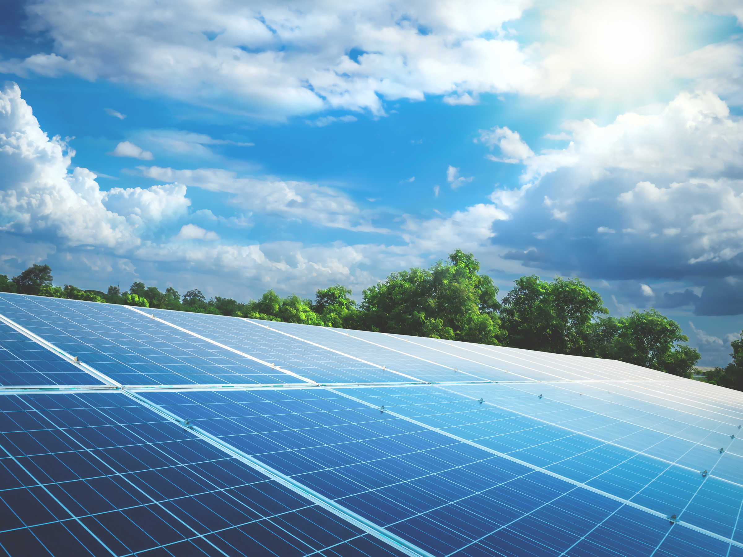 Solar panels on roof