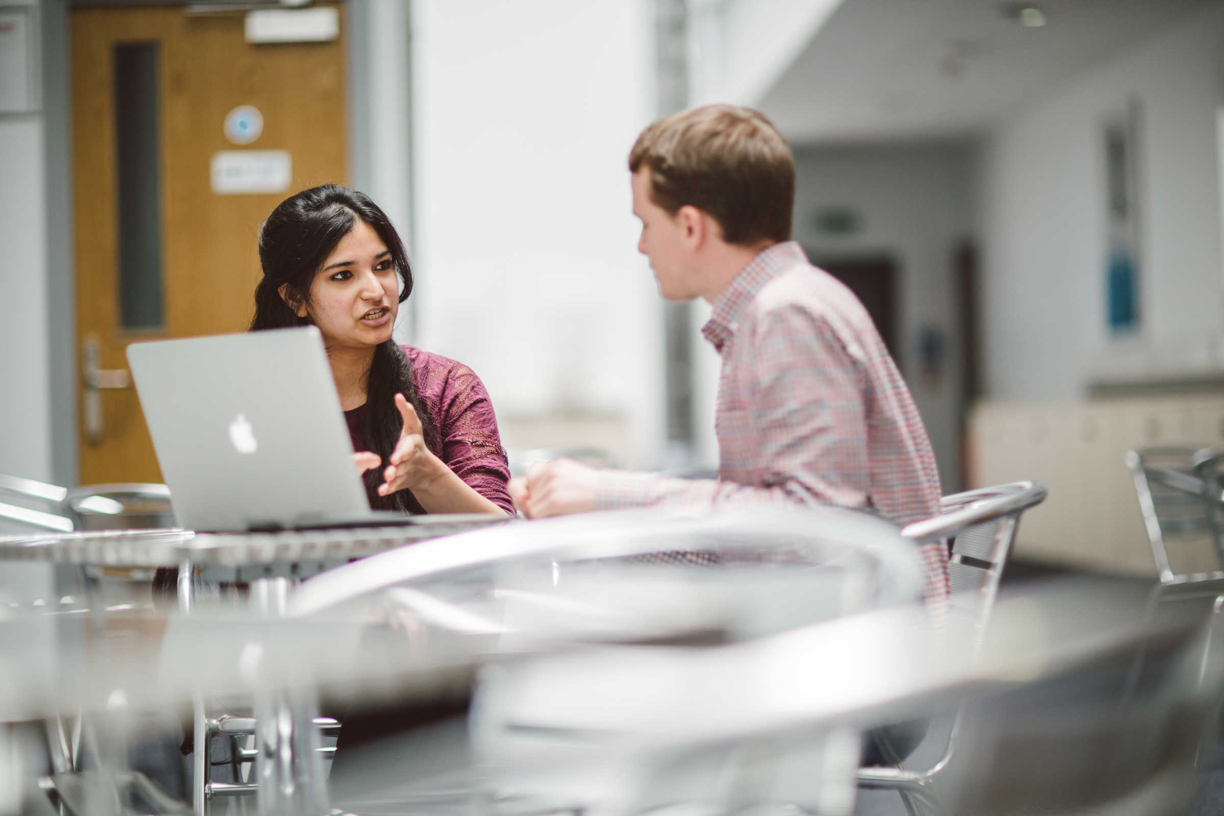 Computer science students talking