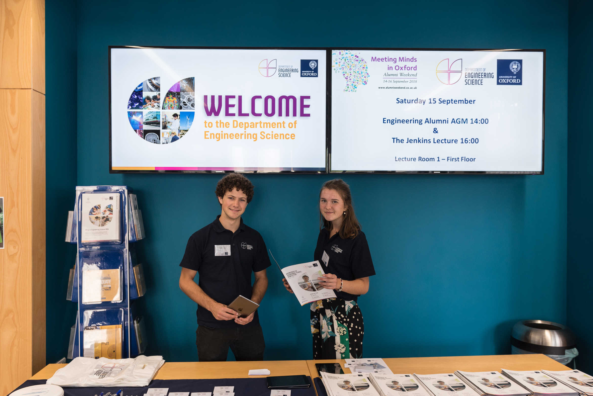 Student ambassadors at Thom Building Reception at an Open Day