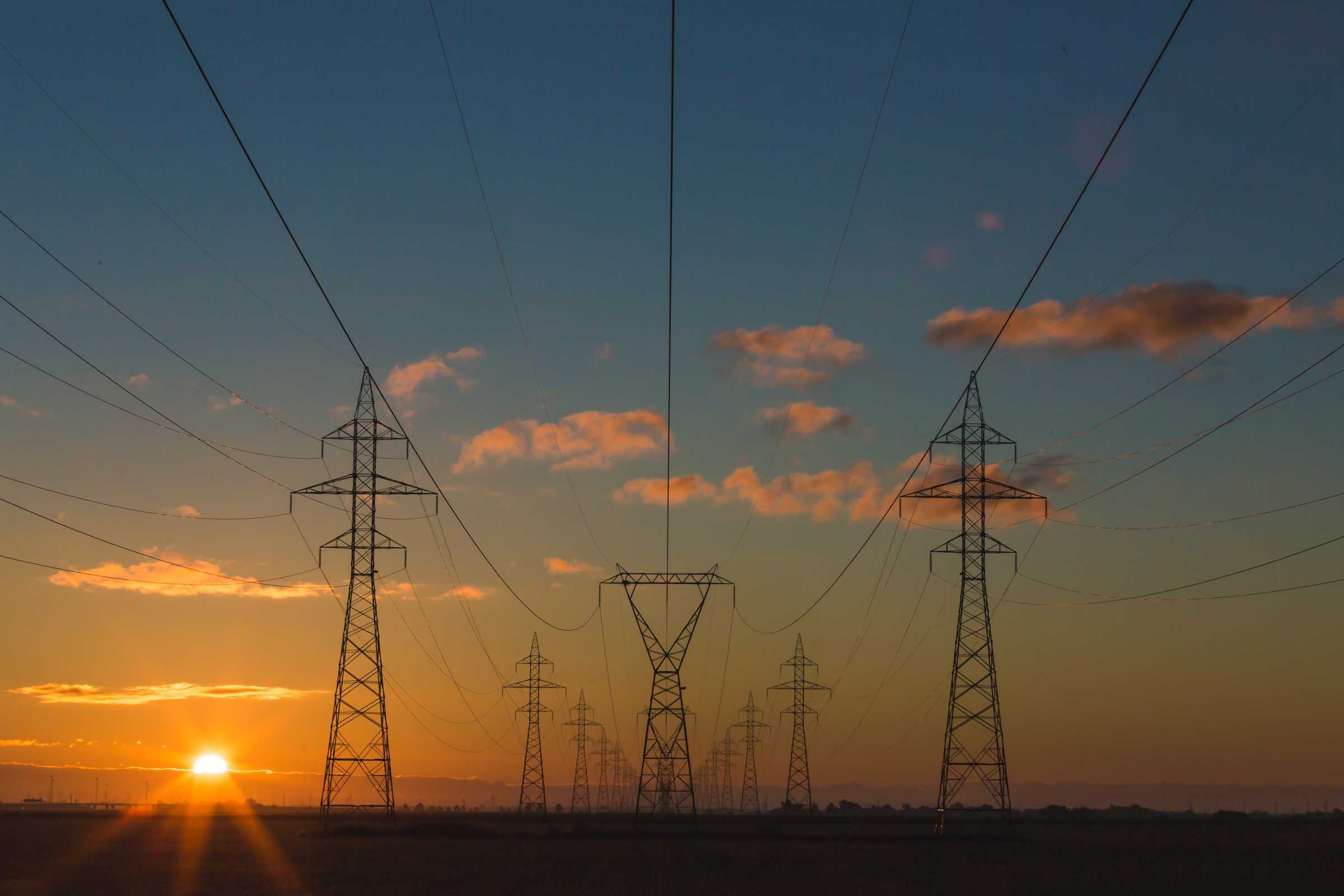 Sunset and pylons