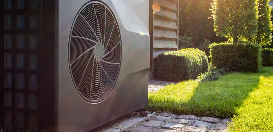 Heat pump installation in a garden