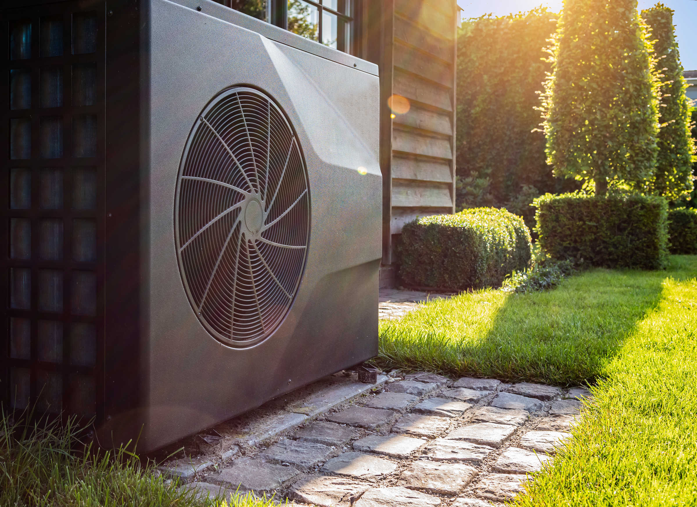 Heat pump outside building
