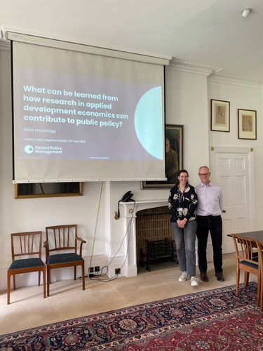 Policy learning event speaker, Dr Mark Henstridge, and event organiser, Dr Veerle Brans.