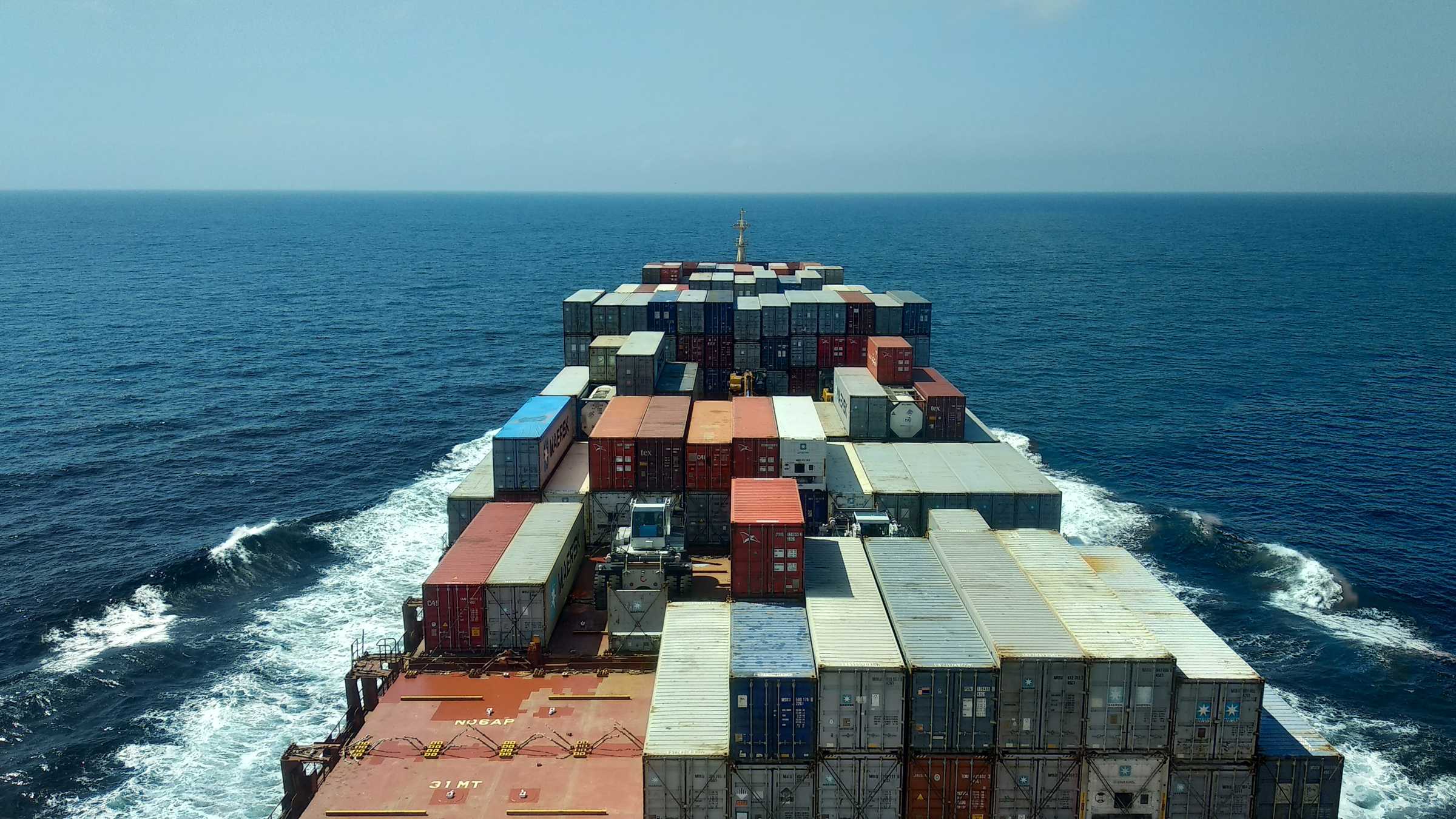 Shipping containers on ship