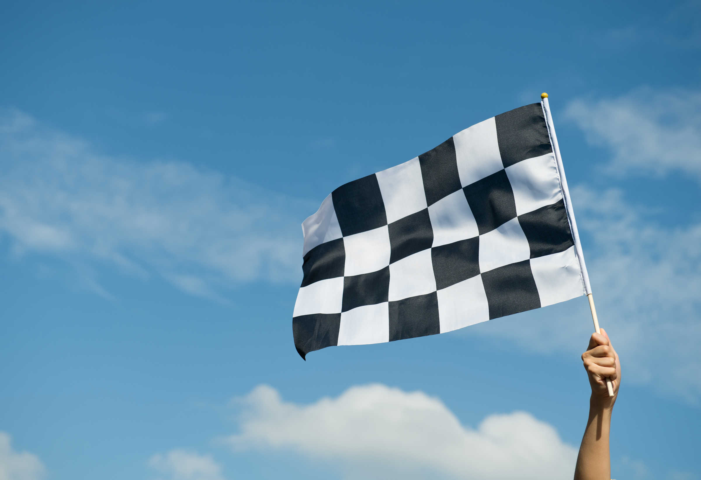 Stock image of race chequered finish flag